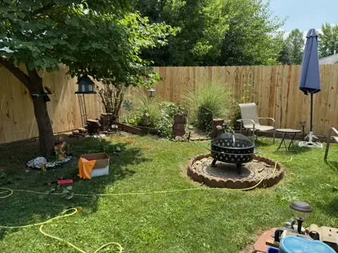 Backyard Fence and Fire Pit Yard